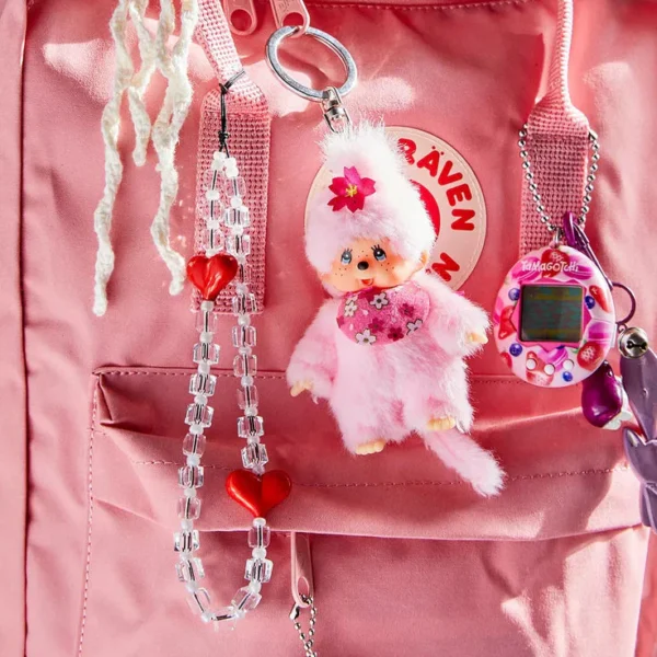 1f65c2157984b1d51246463ccc32808b Original Monchhichi Girl Cherry Blossom Keyring Approx 10 cm Large Pink Plush Pendant for Backpacks